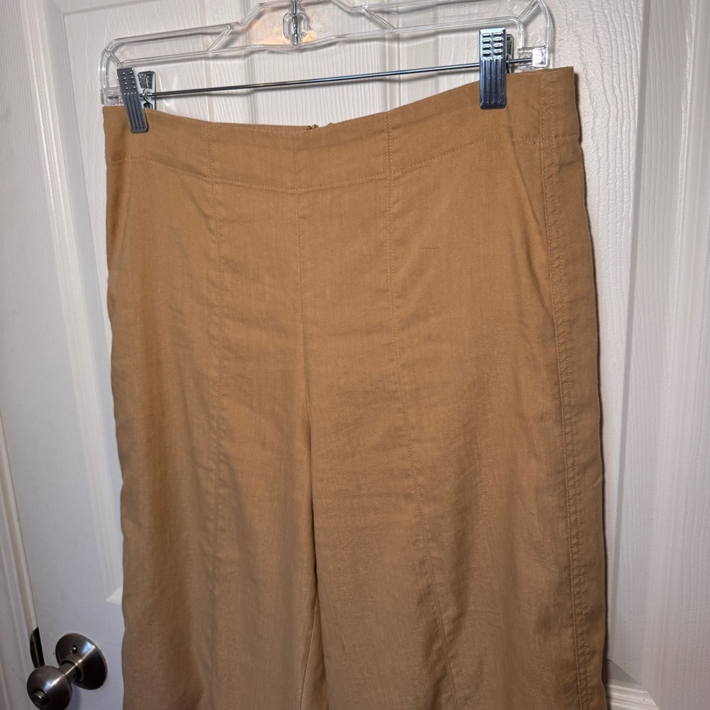 Vince Camel Linen Blend Cropped Wide Leg Pants - Picture 3 of 15